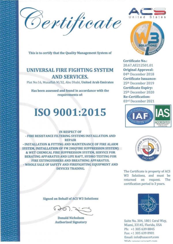 3. ISO 9001-2015 | Universal Fire Fighting